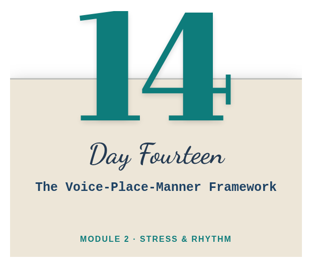 Day 14: The Voice-Place-Manner Framework