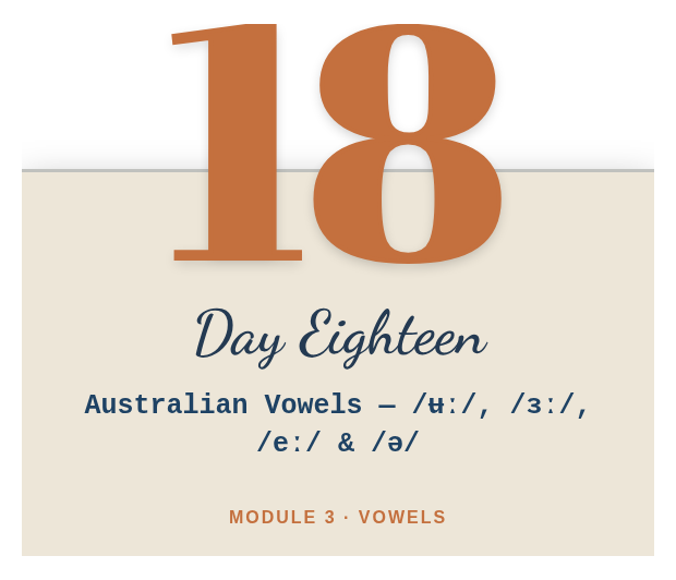 Day 18: Australian Vowels — Part 4
