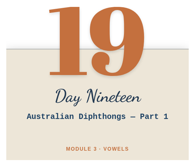 Day 19: Australian Diphthongs — Part 1