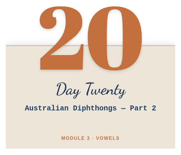 Day 20: Australian Diphthongs — Part 2